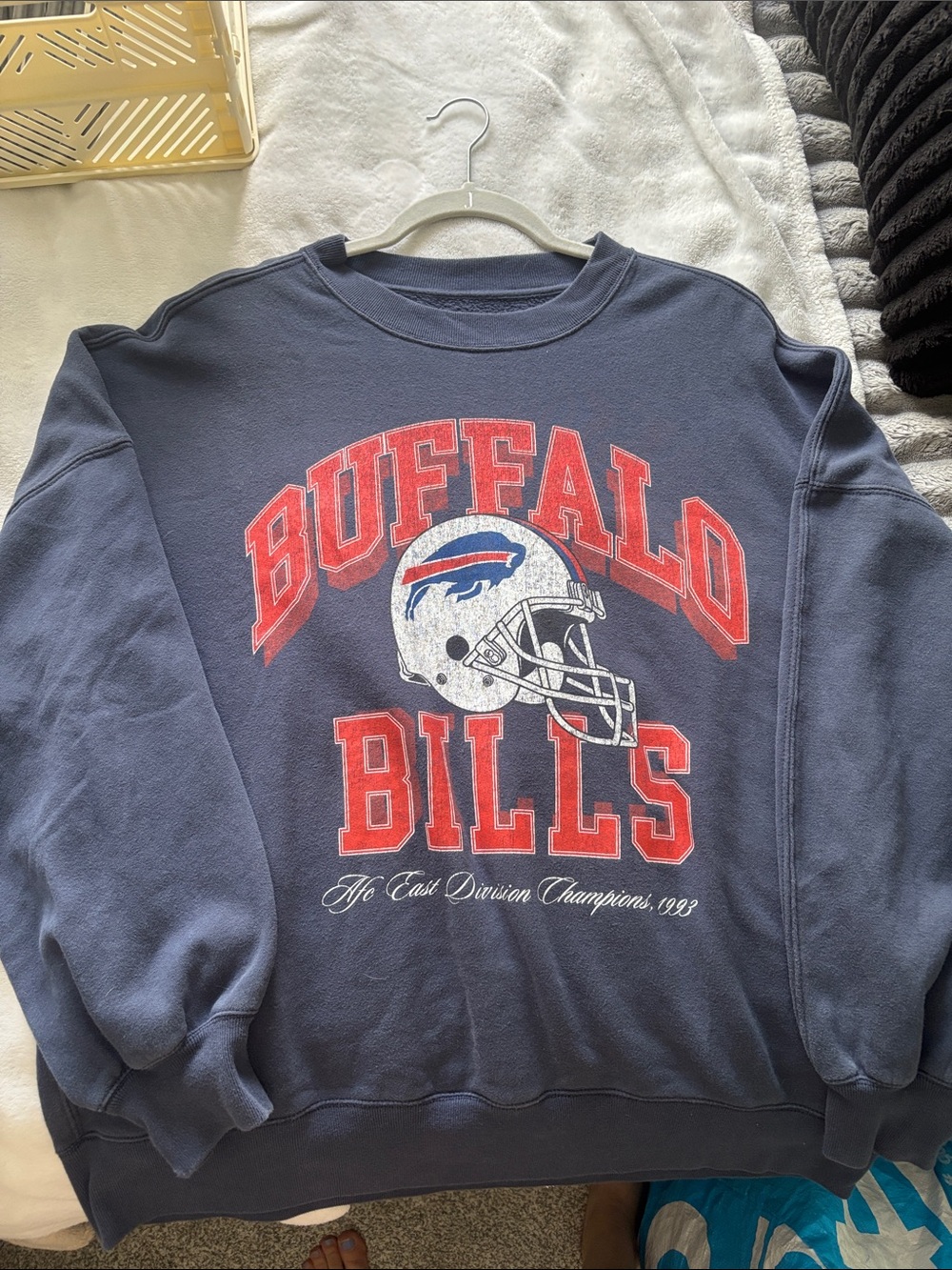 Abercrombie & Fitch Navy Crewneck with Red Buffalo Graphic